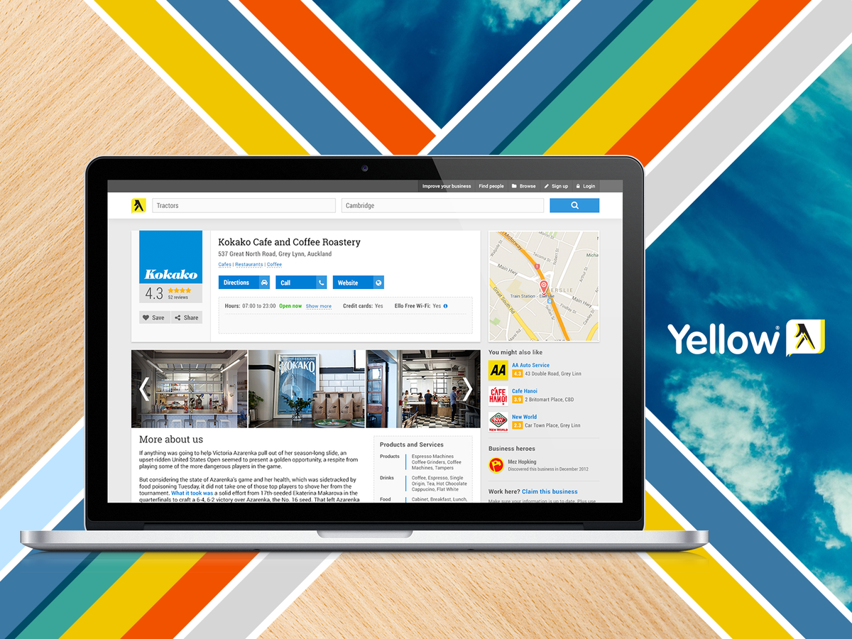 Yellow NZ - desktop showcase