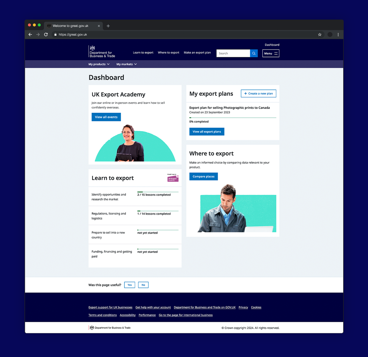 great.gov.uk - Dashboard