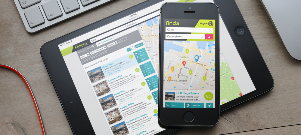 Finda - search page tablet and phone